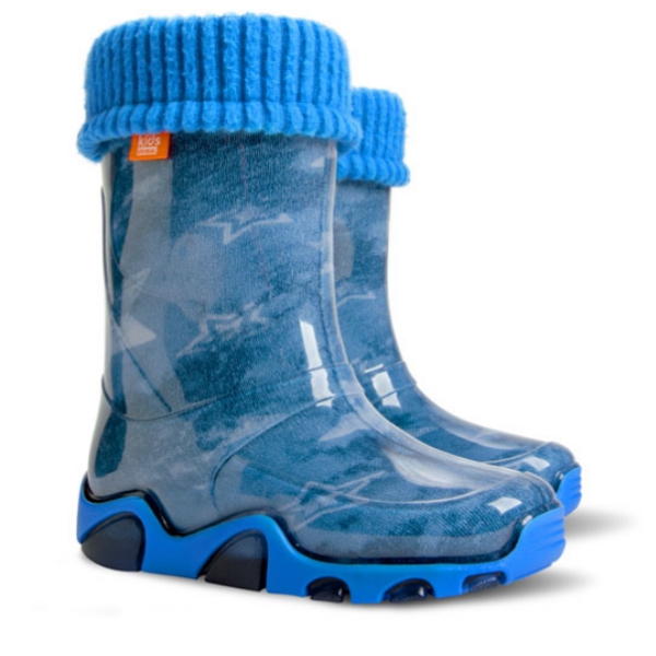 Сини детски ботушки, pvc материя - ежедневни обувки за есента и зимата N 100012908