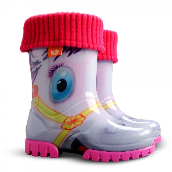 Розови детски ботушки, pvc материя - ежедневни обувки за есента и зимата N 100012910