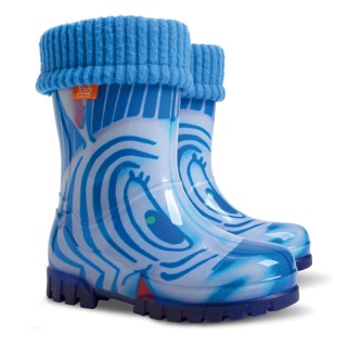 Сини детски ботушки, pvc материя - ежедневни обувки за есента и зимата N 100012911
