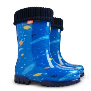 Сини детски ботушки, pvc материя - ежедневни обувки за есента и зимата N 100012915