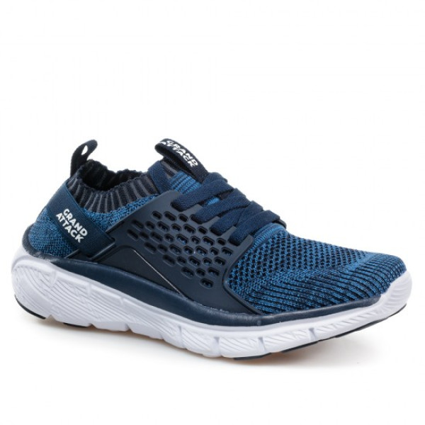Сини мъжки маратонки, текстилна материя - спортни обувки за целогодишно ползване N 100021606