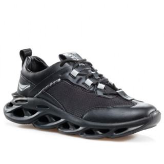 Черни мъжки маратонки, текстилна материя - спортни обувки за целогодишно ползване N 100021623
