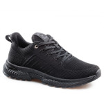 Черни мъжки маратонки, текстилна материя - спортни обувки за целогодишно ползване N 100021631
