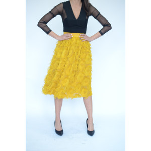 Стилна пола с 3D флорални мотиви