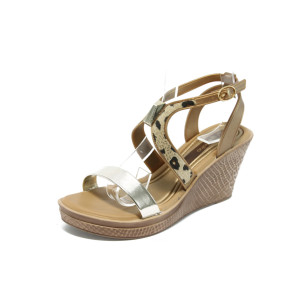 Дамски сандали кафяви с платформа Grendha 81407 кафяво-златниKP