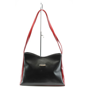 Дамска чанта черна с червени акценти ФР 37KP