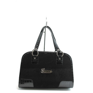 Дамска велурена чанта черна СБ 1061 черен велурKP