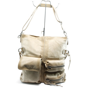 Дамска чанта бежова ИО 3 бежова с опушен ефектKP