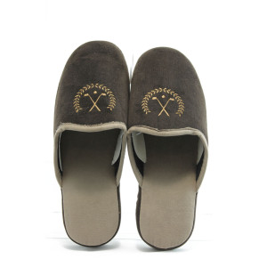 Мъжки чехли домашни в кафяв цвят Полима 19т.к.KP