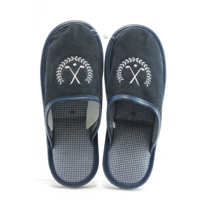 Дамски чехли естествена кожа сини Полима - кожа сKP