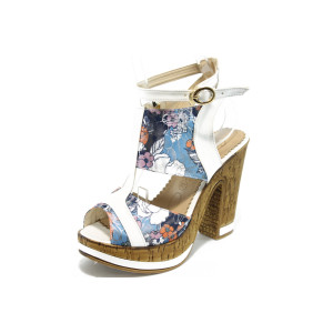 Дамски сандали бели на ток МИ 4208 бялаKP