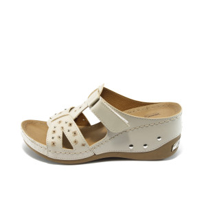 Дамски чехли бежови с платформа Jump 5073 бежовиKP