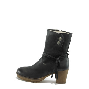 Дамски боти на среден ток черни ИО 1416чKP