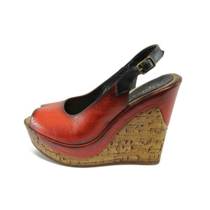 Дамски сандали червени с платформа МИ 5278 червениKP