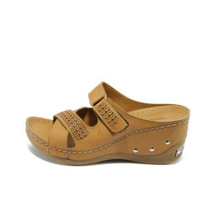 Анатомични дамски чехли кафяви Jump 5077 св.кафеKP