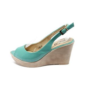 Дамски сандали зелени с платформа ПИ 1242 зелениKP