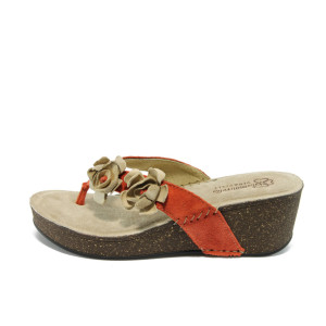 Дамски чехли червени с платформа ГР 4900 червениKP