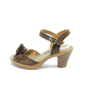 Дамски сандали кафяви на ток ИО 1482 кафеKP