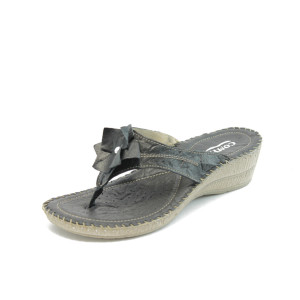 Анатомични дамски чехли черни кожени КП 8488 черниKP