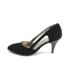 Дамски обувки черни на ток ЕО 16050 черен велурKP