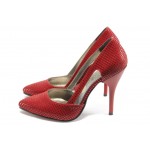 Дамски обувки червени на ток ЕО 25056 червениKP