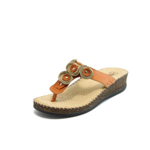 Анатомични дамски чехли в оранжево ГР 27523 оранжевиKP