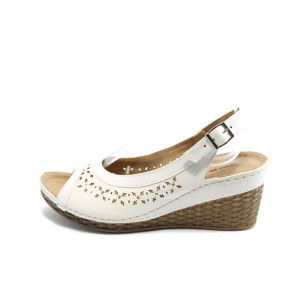 Анатомични дамски сандали бели с платформа Jump 5250 белиKP