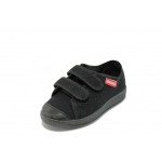 Черни детски обувки, текстилна материя - равни обувки за целогодишно ползване N 10007794