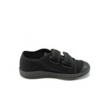 Черни детски обувки, текстилна материя - равни обувки за целогодишно ползване N 10007791