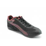 Мъжки спортни обувки с връзки черно-червени БР 4163KP