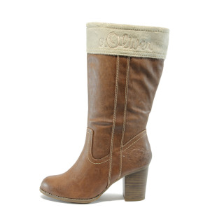 Дамски ботуши на среден ток кафяви S.Oliver 26519KP