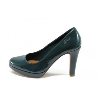 Дамски лачени обувки на висок ток зелени s.Oliver 22403 ЗеленKP
