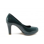 Дамски лачени обувки на висок ток зелени s.Oliver 22403 ЗеленKP