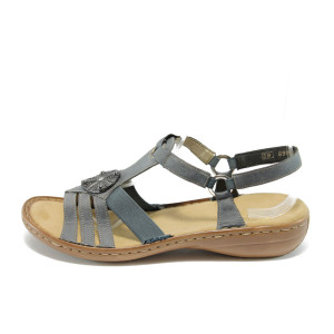 Дамски сандали сини равни Rieker 60869-14KP