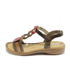 Дамски сандали кафяви равни Rieker 62876-25 кафеKP