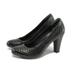 Дамски черни обувки с ток МИ 4146 черниKP