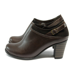 Стилни кафяви дамски обувки с ток МИ 6064 кафеKP