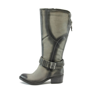 Дамски ботуши сиви с ток ИО 1424 сиво опушеноKP