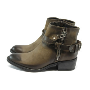 Дамски боти от естествена кожа кафяви ИО 1406 кафявиKP