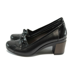 Удобни черни дамски обувки с ток МИ 1007 черниKP