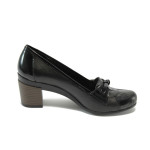 Удобни черни дамски обувки с ток МИ 1007 черниKP