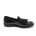 Черни дамски обувки с нисък ток ГА 792 черниKP