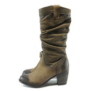 Дамски ботуши кафяви естествена кожа ИО 1522 кафявKP