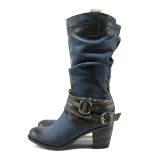 Дамски ботуши сини естествена кожа ИО 1522 синKP