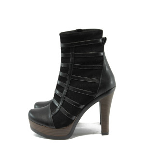 Дамски боти черни с ток МИ 1042 черенKP