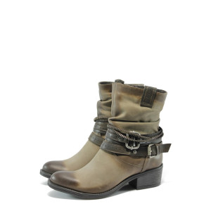 Дамски боти кафяви естествена кожа ИО 1504 кафяв опушенKP