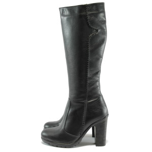 Черни дамски ботуши естествена кожа МИ 301-66 черна кожаKP