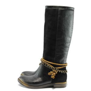 Дамски ботуши черни велурени МИ 6000 черен кожа велурKP