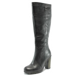Черни дамски ботуши, естествена кожа - елегантни обувки за есента и зимата N 10007530