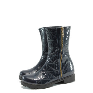 Сини дамски боти от лачена естествена кожа МИ 049 синKP